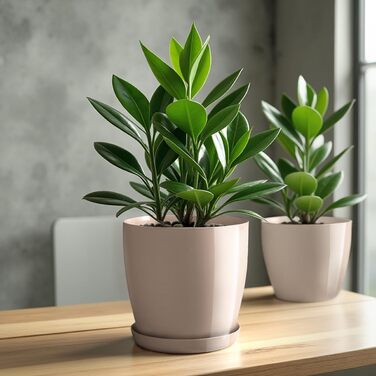 Набір горщиків для квітів KADAX (3 шт., 20 см, бежевий) – пластикові горщики для дому, підвіконня, кімнатних рослин та трав