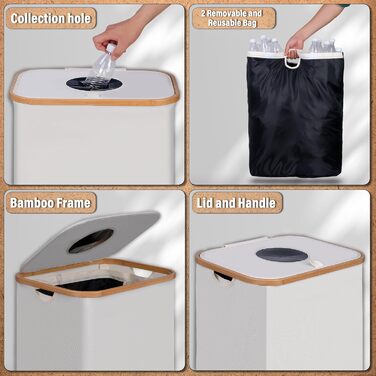 Контейнер для збору пляшок з кришкою 100л, зручне зберігання з двома ручками