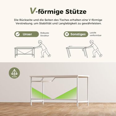 Комп'ютерний стіл Mericonia 120 см, ігровий стіл для невеликих приміщень, білий стіл для дому та офісу, стіл для студентів 120x60 см