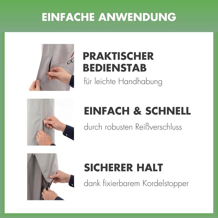 Чохол для садового парасоля Doppler Jack для центрального кріплення | Захисний чохол для парасоля діаметром до 350 см | Стійкий до погодних умов з блискавкою та ручкою