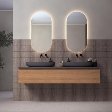 Дзеркало Loevschall Blokhus LED з підсвічуванням | Овальне, 80x50 см | Регульоване настінне дзеркало для ванної кімнати