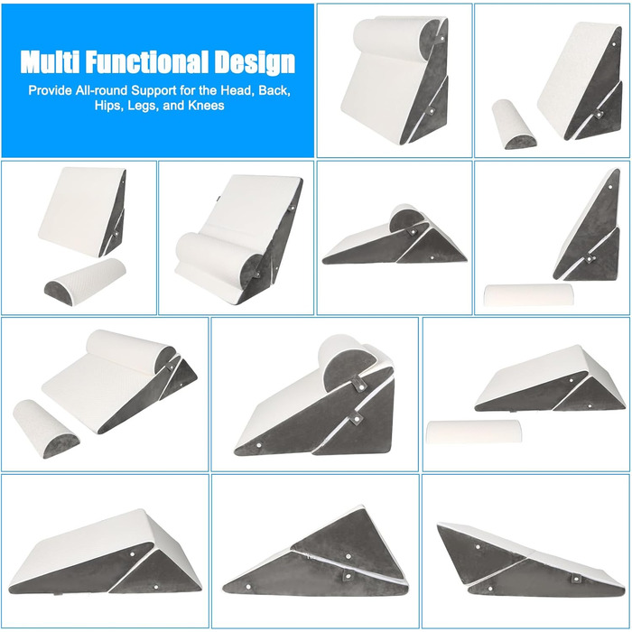 Регульована кліновидна подушка для ліжка та дивана, ортопедична подушка від рефлюксу та хропіння, підтримка спини та ніг, пінополіуретан