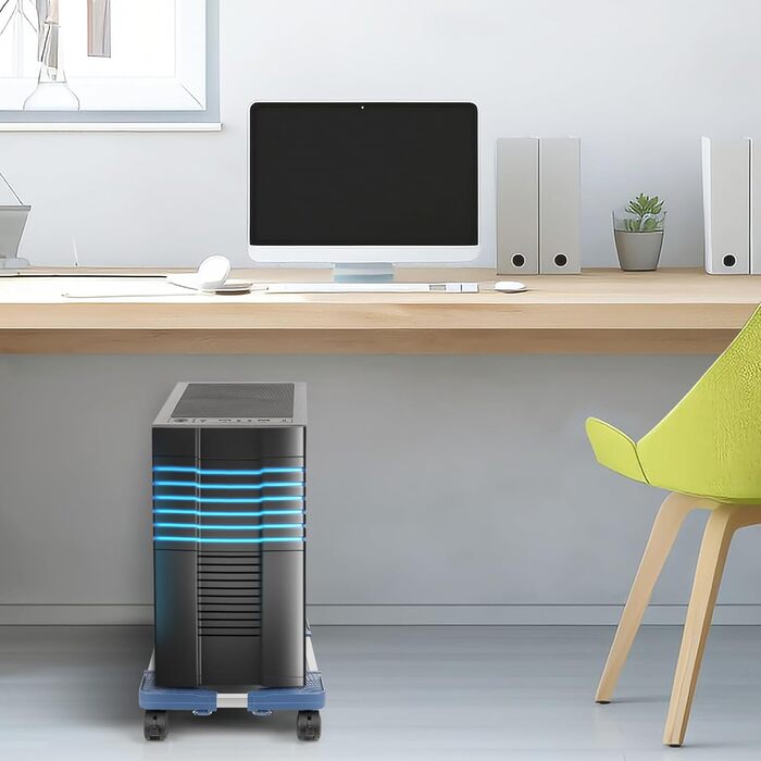 Підставка для ПК Liitrton Mobiler - регульована, з колесами, біла/блакитна