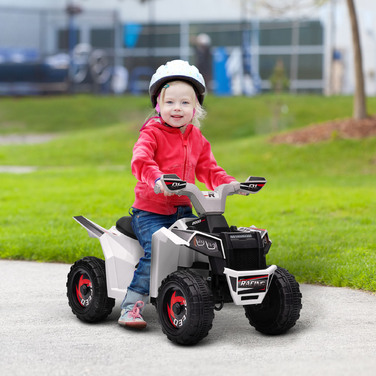 HOMCOM Electric Kids Quad Mini Electric Quad 6V з функцією вперед і назад для дітей 1,5-3 років 2,5 км/год білого кольору