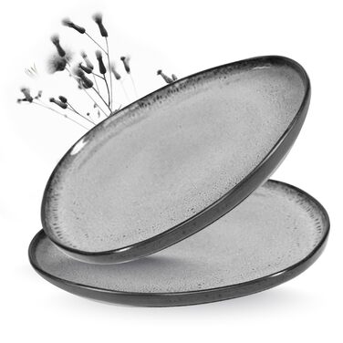 Moritz & Moritz ORGANIC: Набір посуду на 12 осіб (36 предметів) - елегантний набір з високоякісного кераміки (сірий)