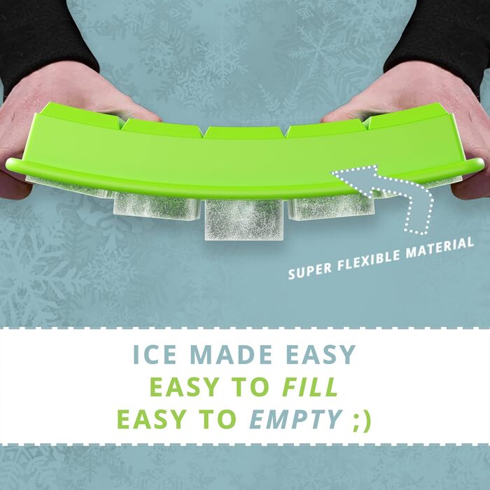 Форма для льоду Oliver's Kitchen - Легко виймається - Тривале охолодження - Велика силіконова форма (зелена)