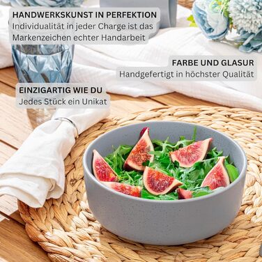 SÄNGER Leeds Sterling | Набір керамічних мисок, 6 предметів, миски для пластівців на 6 осіб, миски, стійкі до подряпин, стійкі до використання в мікрохвильовій печі, можна мити в посудомийній машині, маленькі миски, глибокі тарілки, сірі, 780 мл | КОЛЕКЦІ