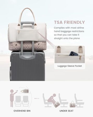 Сумка-мішок LOVEVOOK для подорожей: жіноча дорожня сумка-мішок з відділенням для взуття та мокрих речей, 2 шт. (35л, Beige & Khaki)