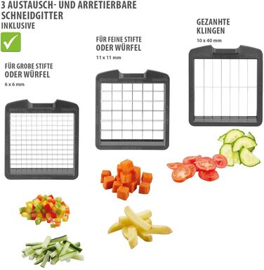 GEFU Трепо - багатофункціональний кухонний нарізчик для овочів, фруктів, сиру та салату (чорний/прозорий)