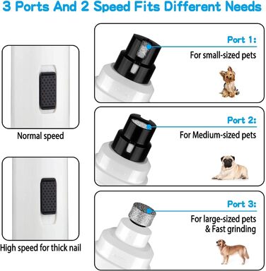 Точилка для кігтів Casfuy для собак-професійна 2-ступінчаста електрична акумуляторна машинка для стрижки кігтів для домашніх тварин, безболісний догляд і розгладження лап для маленьких, середніх собак і кішок (білий)