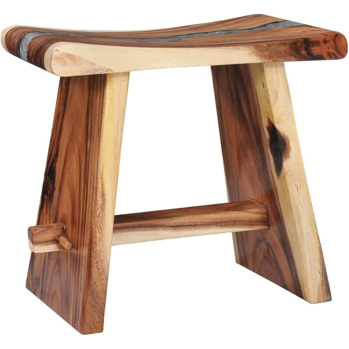 Дзеркальний табурет з масиву акації для ванної кімнати 50x30x45 см, Polyresin