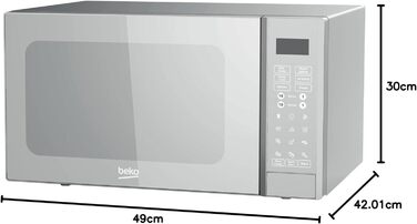 Мікрохвильова піч Beko MGF30330S, 30 л, цифрова, функція гриля, срібло