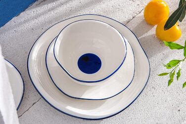 Набір посуду 6P - KROG Набір тарілок для мікрохвильової печі 18 шт. - тверда порцеляна ручної роботи - неправильної форми