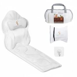 Подушка для ванни повномірна (126x41 см) з підголовником (13 см) для підтримки шиї, спини та ніг - біла, тепла біла