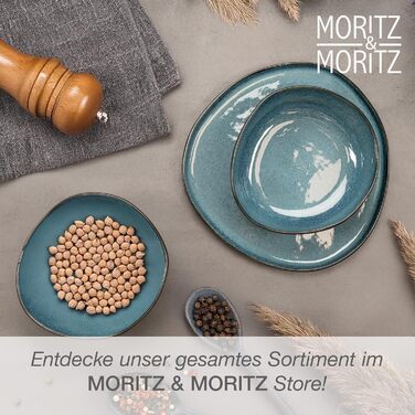 Набір посуду Moritz & Moritz ORGANIC на 6 осіб (18 предметів) - Елегантний набір тарілок з якізного каменю. Включає: 6 тарілок для вечері, 6 десертних тарілок, 6 супових тарілок, 2 сервіровочні миски (Блакитний)