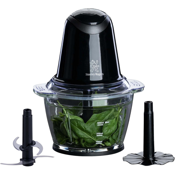 Блендер Stanley Rogers 500W з скляною колбою 1л, 4-лопатева система + насадка для змішування, 2 швидкості