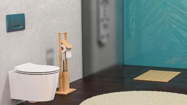 Бамбуковий туалетний набір, тримач для туалетного паперу, дерев'яний тримач для туалетного рулону, окремо стоячий набір щіток для туалету з туалетною щіткою, BMBA02-PRH