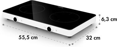 Індукційна плита Klarstein FutureChef Doppel - 3000 Вт, 2 зони, чорна, з LED-дисплеєм та таймером