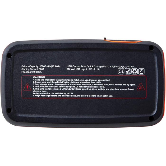 Osram BATTERYstart 400: Літієвий пусковий пристрій 2000A 12V з Powerbank, для бензинових та дизельних двигунів до 8L/4L, 16800mAh