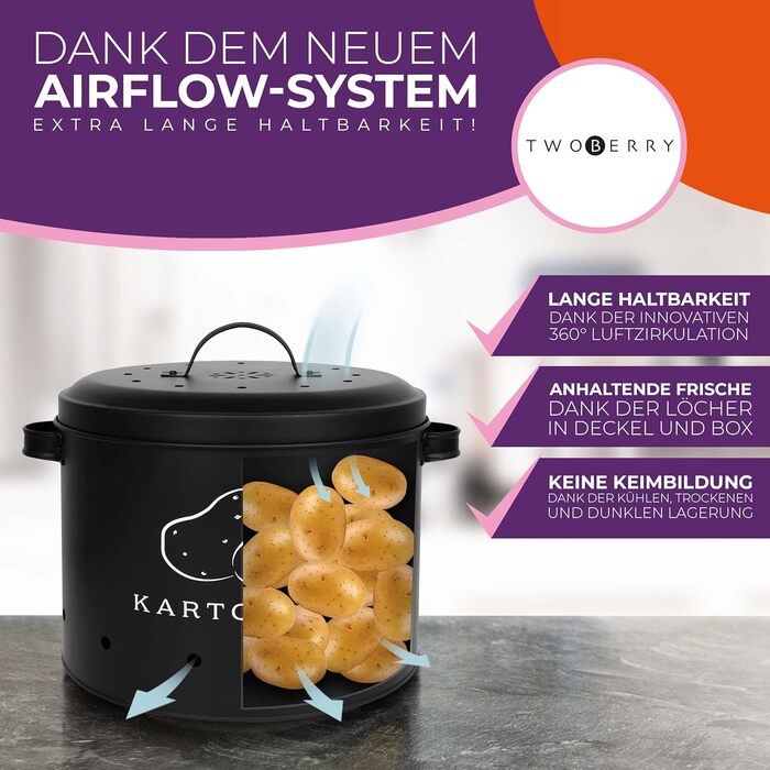 Набір контейнерів для зберігання картоплі, цибулі та часнику [3 шт] з овочечисткою, чорного кольору