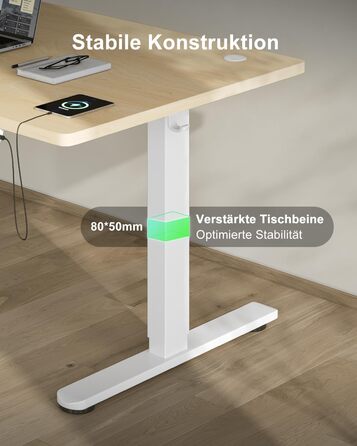 Регульований стіл Devoko 200x80 см з USB-C, електричний, для дому та офісу, білий (200 x 80 см, дуб)