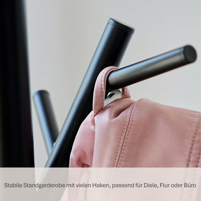 Металева вішалка для одягу Loft - Сучасна вішалка для передпокою, спальні, офісу - 170 см, матовий чорний
