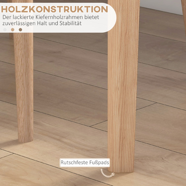 Обідній стіл, кухонний стіл, круглий стіл у скандинавському стилі, 75 см x 75 см x 76 см, білий + натуральний