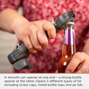 Відкривачка KUHN RIKON Auto Safety Master: безпечне відкривання банок та пляшок, сірий колір, без гострих країв