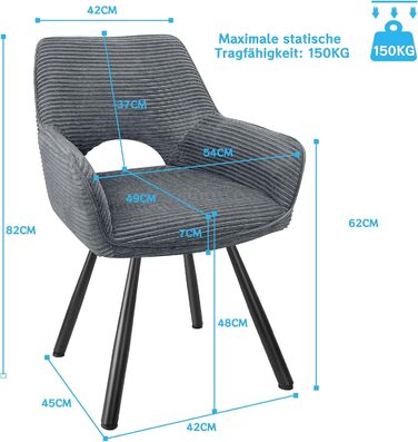 Набір з 4-х обертових стільців для їдальні з підлокітниками, 360° обертання, кухонний стілець, сучасний м'який стілець з тканинною спинкою для кухні, їдальні, спальні, бежевий (360° обертання-сірий, 2 обертові стільці)