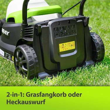 Електричний газонокосарка Murray LE320E 2-в-1: 1200W, ширина 32 см, об'єм травоспікача 27 л, для малих газонів, з ергономічною ручкою та захистом від перевантаження