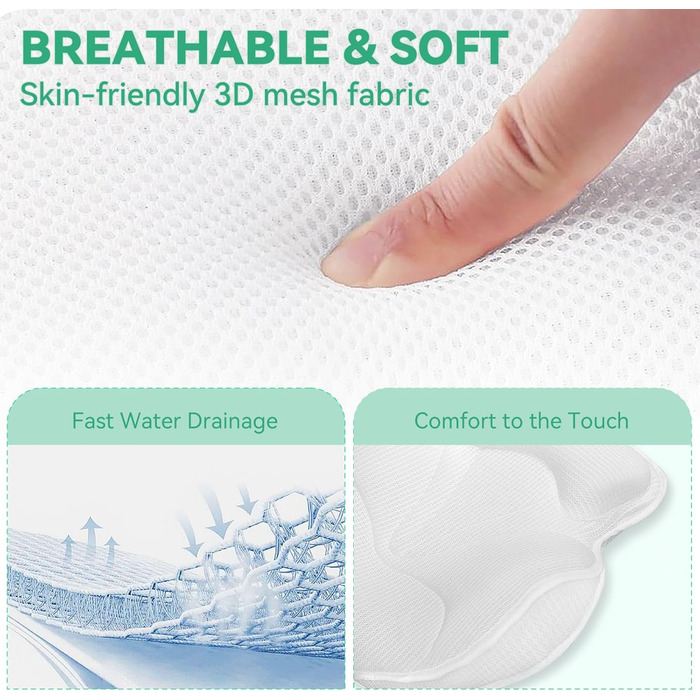 Подушка для ванни Poemland – м'яка підставка для голови та шиї, швидковисихаюча, білий колір