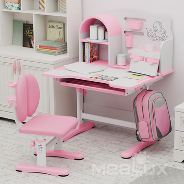 Комплект меблів (стіл + стільчик + полиця) Mealux Octo Pink (арт. BD-33 PN)