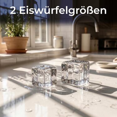 Льодогенератор KLAMER 24 кг/добу, 3 розміри кубиків льоду, резервуар 2.2 л, 130 Вт - тихий льодогенератор для дому та бізнесу