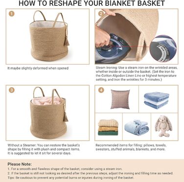 Кошик для білизни Mkono з натурального сизалю, плетений кошик для зберігання речей, коричневий, 40x35 см