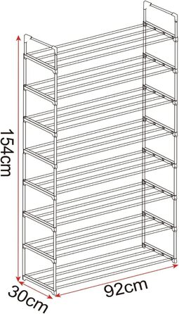 Полиця для взуття Woltu® XXL, до 40 пар, 92x30x154 см