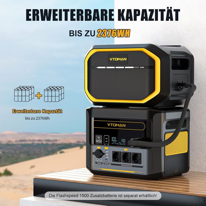 Портативна електростанція VTOMAN, ємність 828 Wh, номінальна потужність 1000 W, пікова потужність 2000 W