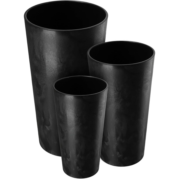 Набір горщиків KADAX (3 шт.) з дерев'яною стружкою, чорний бетон, 19,25, 30 см