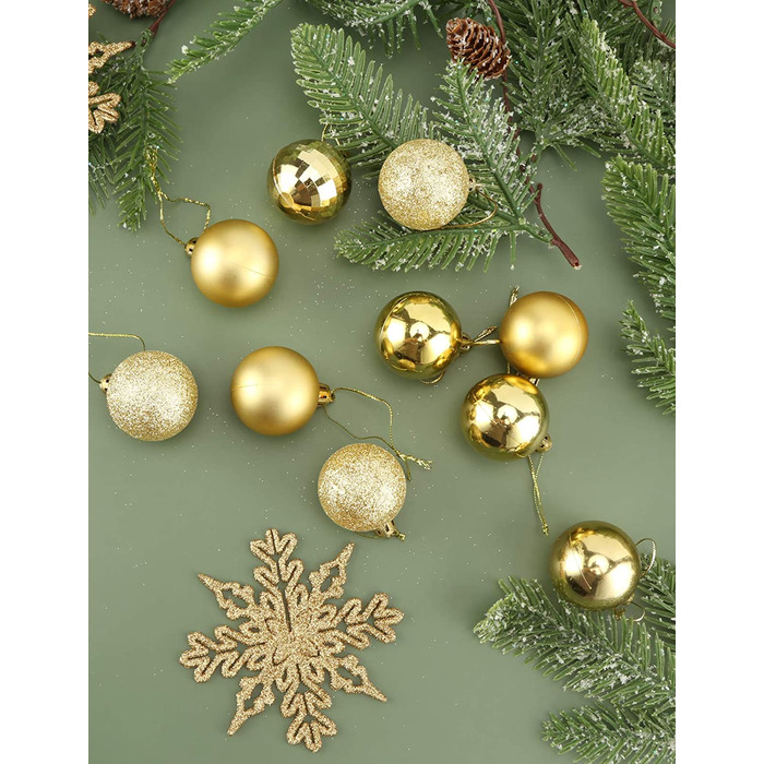 Яликові кульки золоті Різдвяні дрібнички 6 см / 4 см / 2 см пластикові ялинкові прикраси настінні прикраси Посвята, 10