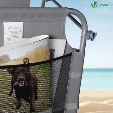 Набір з 2 шезлонгів Vounot, розкладні, для саду, басейну, тераси, сірого кольору. З сонцезахистом та регульованою спинкою.