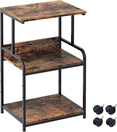 Двоярусний стіл для 3D-принтера з роликами, 50x40x80 см, білий/коричневий