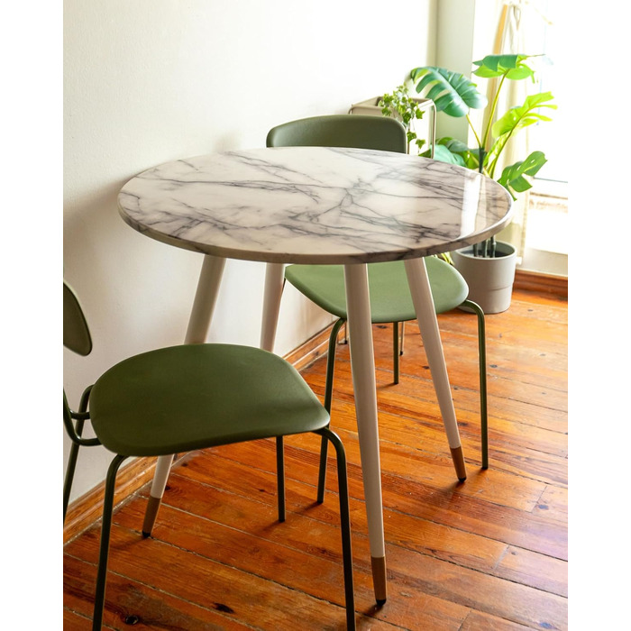 Стільниця Beliani Glamour з МДФ під мармур, біла, овальна, 120 x 70 см, металеві ніжки