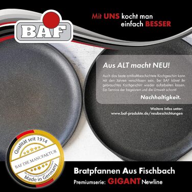 Сковорода для тушкування BAF 28 см з кришкою, індукційна, з високим бортиком, жаростійка до 260C, каструля з литого алюмінію Gigant Newline, зроблено в Німеччині