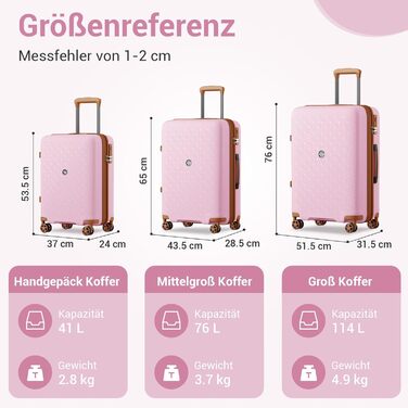 Валіза ручної поклажі KONO з тримачем для напоїв, рожево-коричнева, поліпропілен, розширювана, з TSA замком