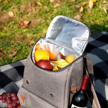 Рюкзак для пікніка HappyPicnic з ізольованим відділенням, тримачами для пляшок та великим водовідштовхувальним килимком (M без посуду)