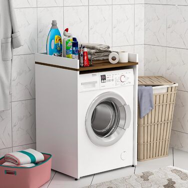 Шафа для пральної машини Homidea MIA - висока шафа для ванної кімнати - навісна шафа для пральної машини та сушильної машини для кухні та ванної кімнати 182.1 x 65 x 60 см (Антрацит/Дуб)
