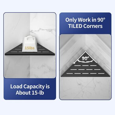 Поличка для душу Eck Edelstahl, нержавіюча сталь 304, поличка для ванної кімнати, кріплення на плитку, вбудована поличка для ремонту ванної кімнати (254 мм - 2 шт.) (254 мм - 2 шт., чорний)