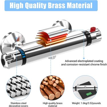 Сучасний змішувач для ванни та душу з двома виходами та керамічним вентилем - латунний, хромований, для ванної кімнати