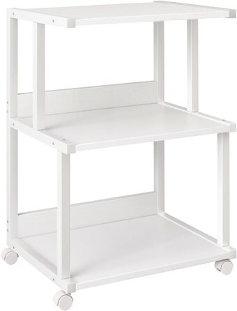 Стійка для принтера IBUYKE з полицею, 3-рівнева, на колесах, для офісу та дому, мобільна, для термопреса, мікрохвильової печі та міні-холодильника TPS001H (Weiß)
