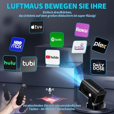 Портативний проєктор Mini Beamer 4K Full HD 1080P з WiFi 6, Bluetooth 5.2 та автоматичною корекцією трапецеїдальних спотворень. Підтримка HDMI, TV Stick, Memory Stick, Laptop. Білий (NT10-Black)