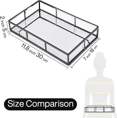 Дзеркальний піднос чорний, димчаста вінтажна металева тарілка, дзеркальний декоративний дзеркальний піднос прямокутної форми, піднос для декорування, як Sc